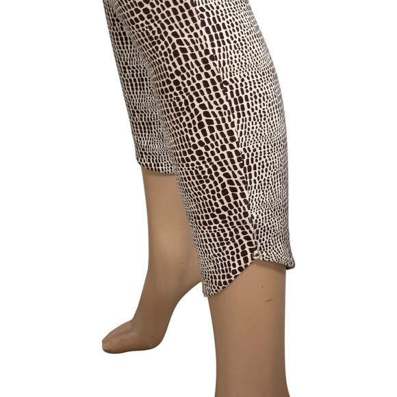 Edgy Snake Print Mob Wife Pants L Crop Legging Slinky Knit Pull-On Tummy-Shaping - Picture 3 of 16